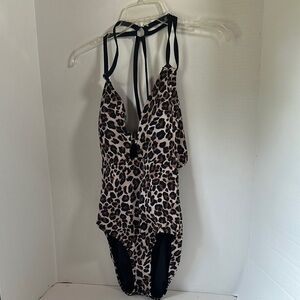 Time and tru leopard print one piece swim suit size large 12/14